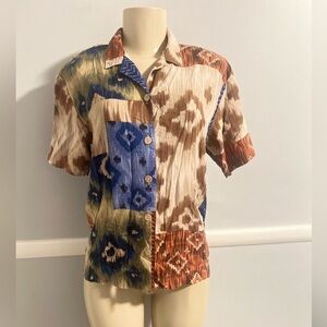 Vtg Teddi women’s Multicolor Casual Button Down Shirt
